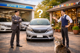 中古車はどこで買っても同じなのか比較する車販売店の相談シーン