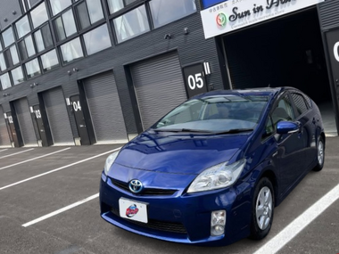 トヨタ　プリウス　S　ブルー　外観　フロント斜め　盛岡　中古車　ハイブリット車