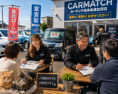 美濃加茂市・可児市・多治見市・関市・各務原市で中古車販売・車買取・無料査定・自社ローン相談ができるカーマッチ岐阜美濃加茂店
