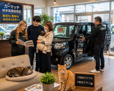 美濃加茂市・可児市・多治見市・関市・坂祝町・富加町で中古車販売・車買取・無料査定・自社ローン相談に対応するカーマッチ岐阜美濃加茂店