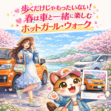 ホットガールウォーク, 春コーデ, ドライブコーデ, 車のある生活, おしゃれドライブ, 中古車, 自社ローン, カーマッチ河内長野店, 春ドライブ, SNS映え